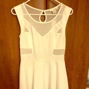White mesh detail dress